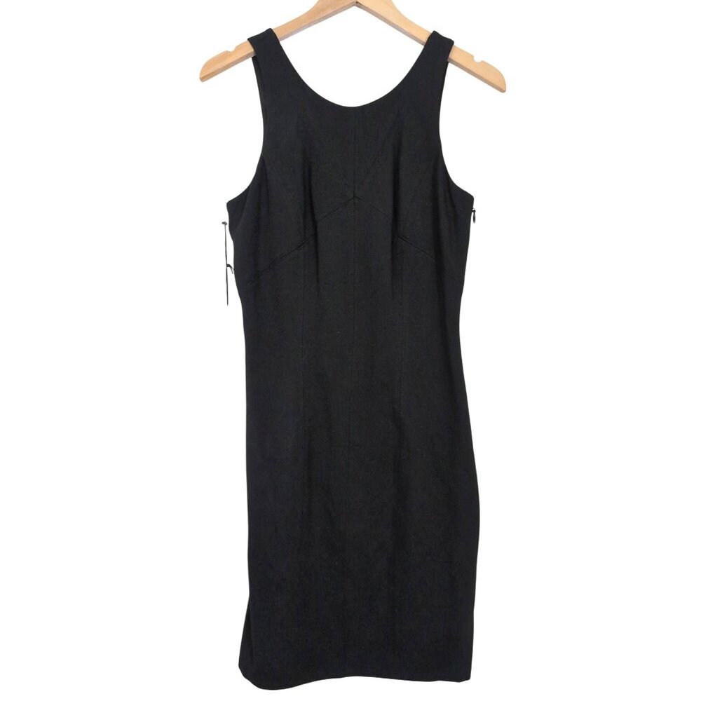 Ali & Jay Seamed Ponte Sheath Dress Women L Black Cutout‎ Back Sleeveless Event